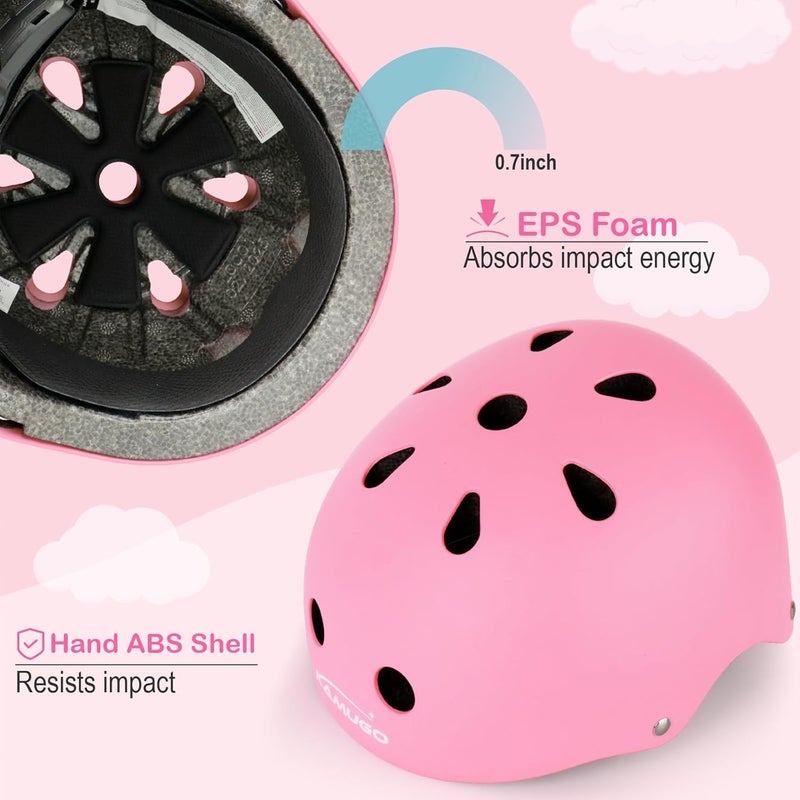 KAMUGO Kids Bike Helmet, Toddler Helmet for Ages 2-8 Boys Girls with Sports Protective Gear Set Knee Elbow Wrist Pads for Skateboard Cycling Scooter Rollerblading - Image 3